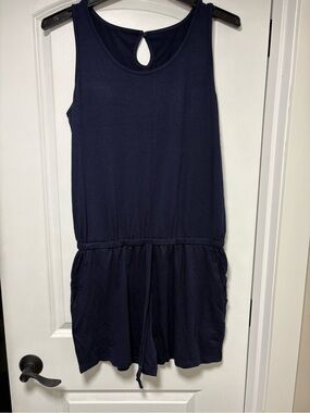 NWOT Navy Sleeveless Drawstring Romper